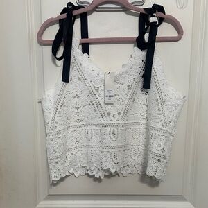 NWT Francesca's Collections White Lace Tank Top with Black Straps